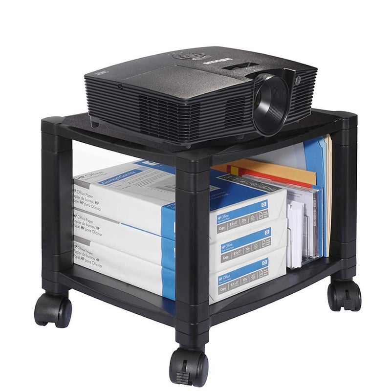 Kantek Mobile Printer Stand Cart, 2 Shelf with Drawer, Adjustable Height, Cable Management, Locking Casters, 17" x 13.25" x 14.12" - Image 3